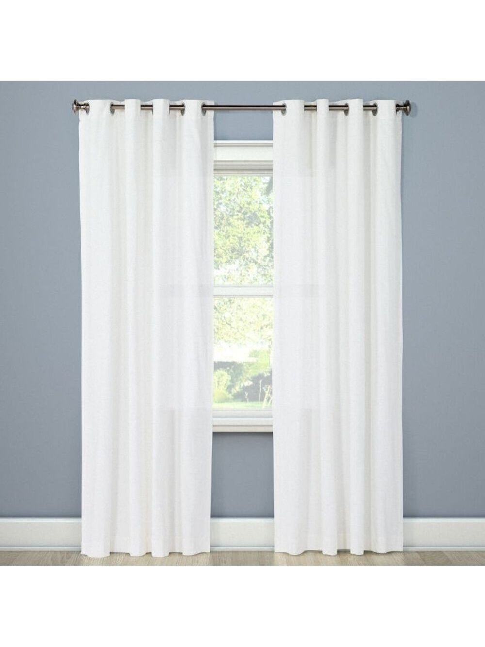 2pc Natural White Light Filtering Solid Window Curtain Panels